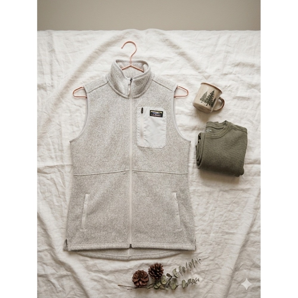 L.L. Bean Sweater Fleece Vest Gorpcore Minimalist Cream Women's Small